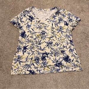 Relativity Blue and Yellow Patterned Short Sleeve Top